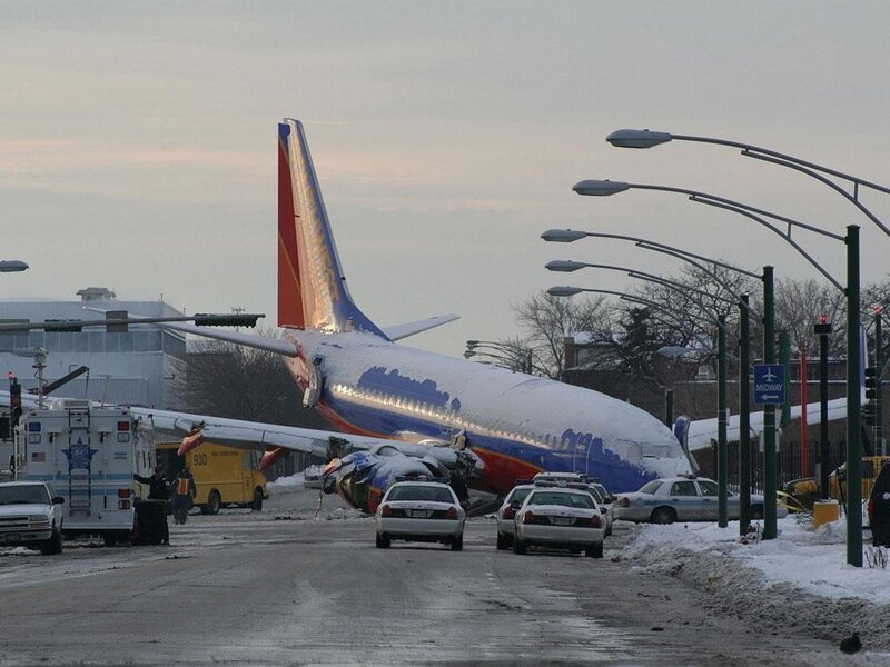 Plane crash on city street