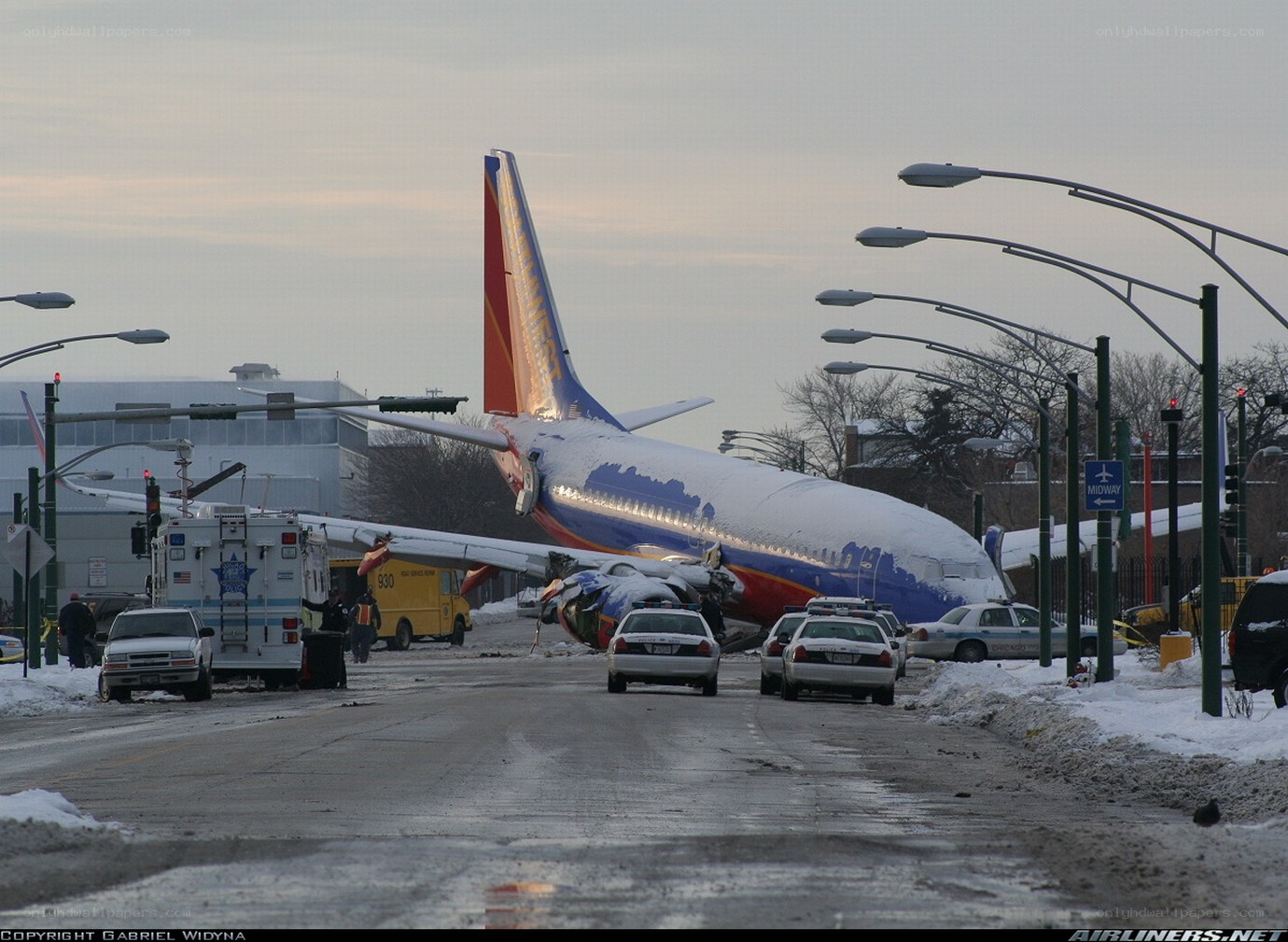 Plane crash on city street