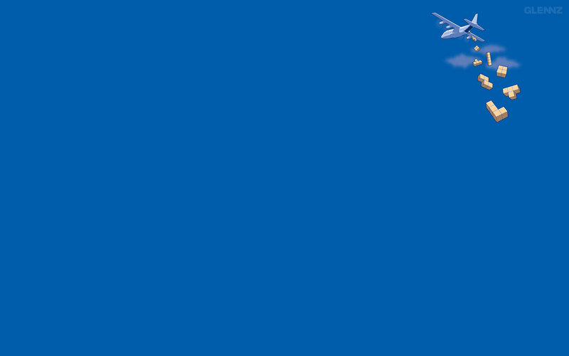 Plane dropping blocks