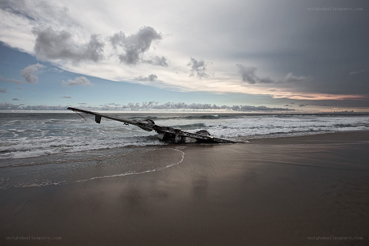 Plane wreck on a beach