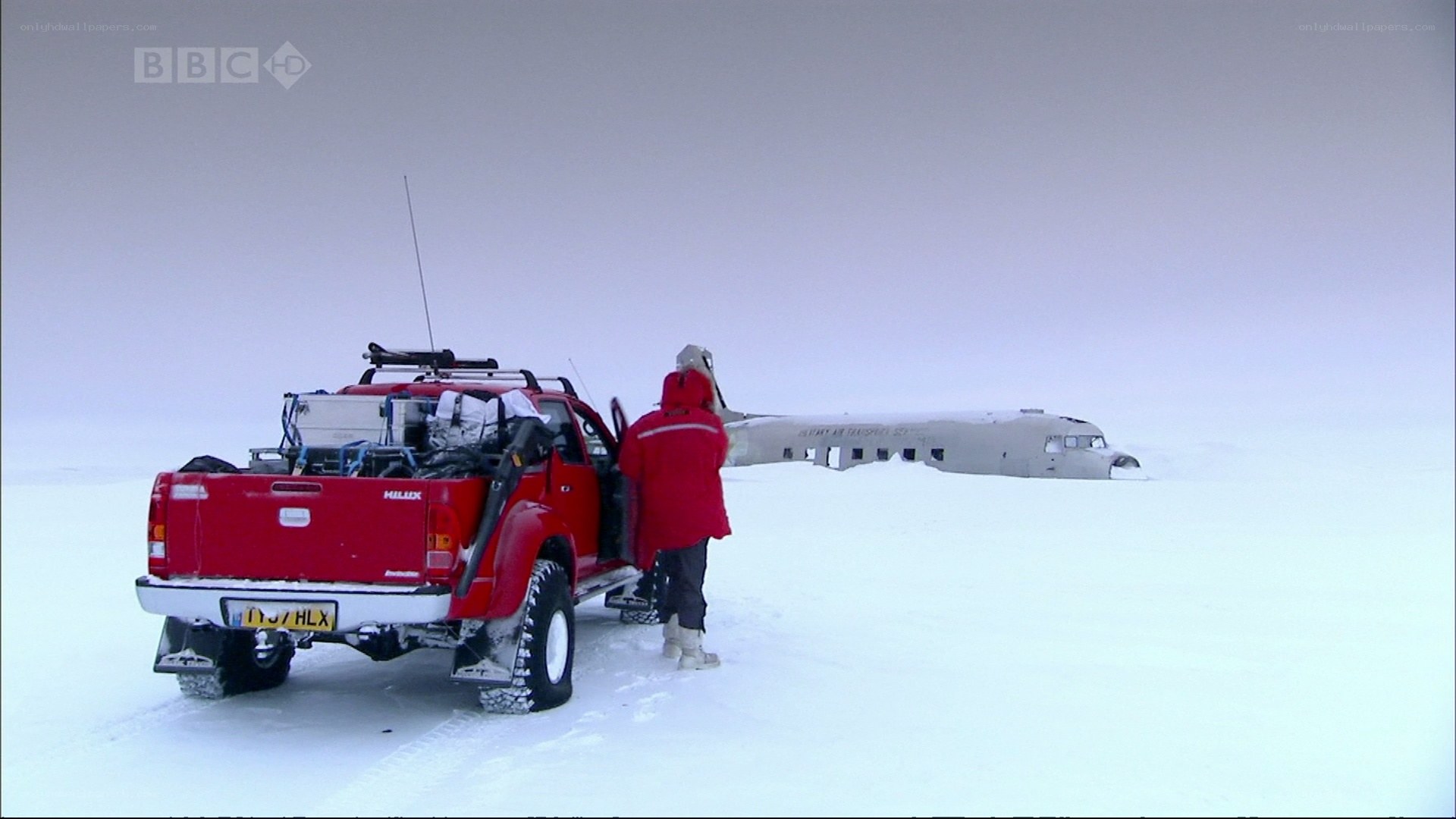 plane wreckage in snow