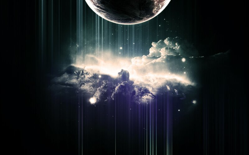 Planet Above Clouds — Black, Dramatic, Night