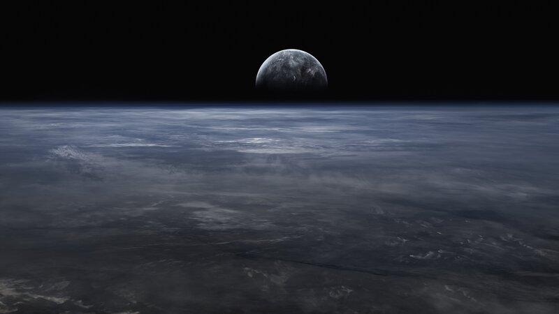 Planet Above Clouds — Blue, Serene