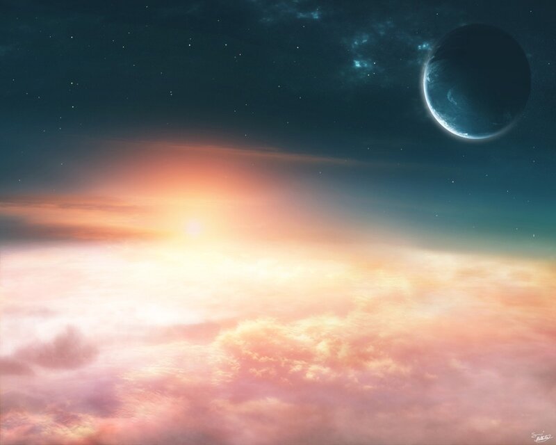 Planet Above Clouds — Orange