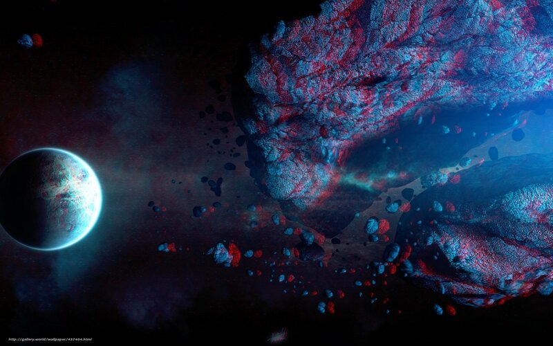 Planet and Asteroid Field — Blue