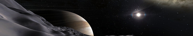 Planet and Asteroid in Space — Black
