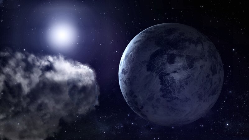 Planet and Asteroid in Space