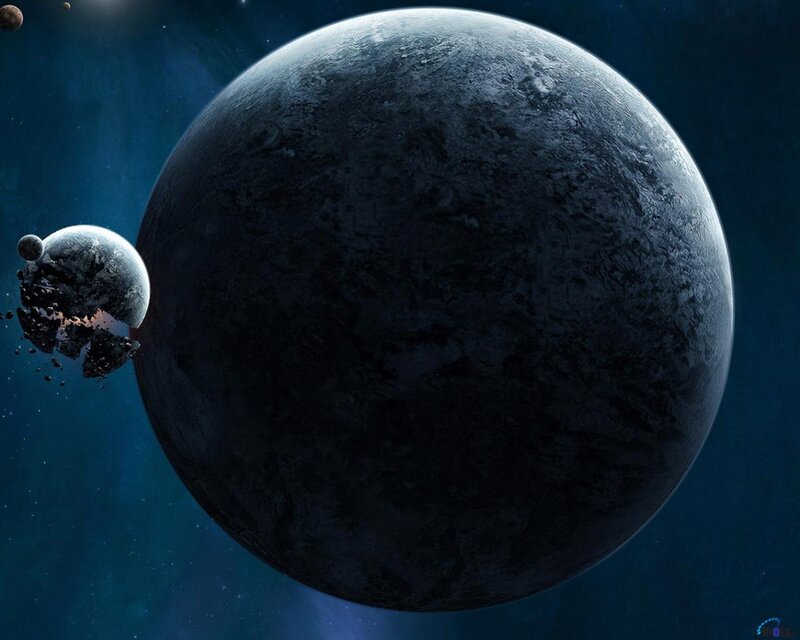 Planet and Moon Collision