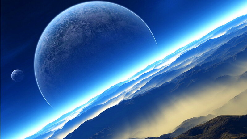 Planet and Moon from Space