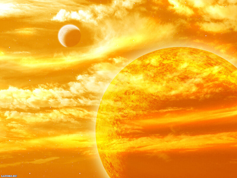 Planet and Moon in Sky