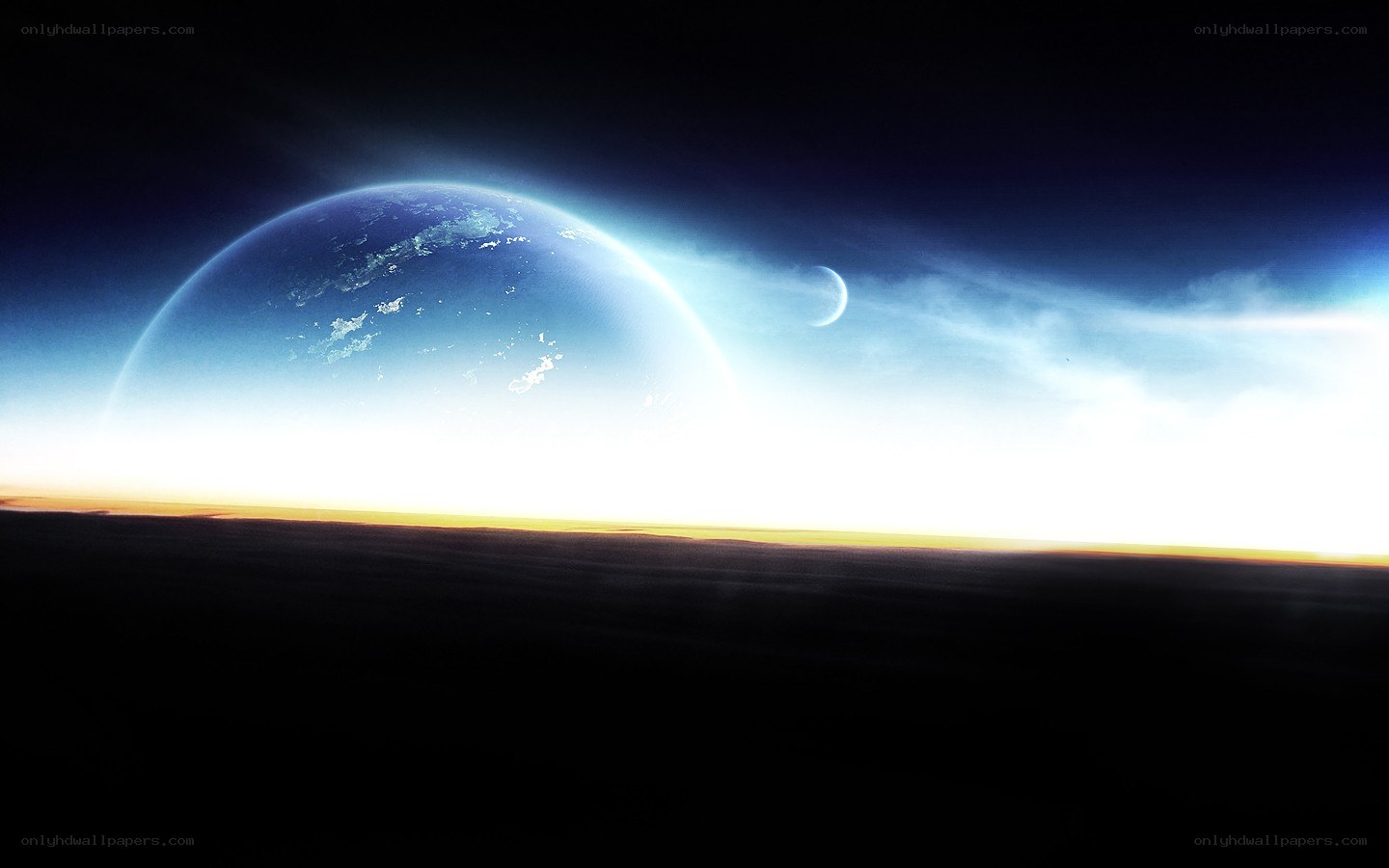 planet and moon in space