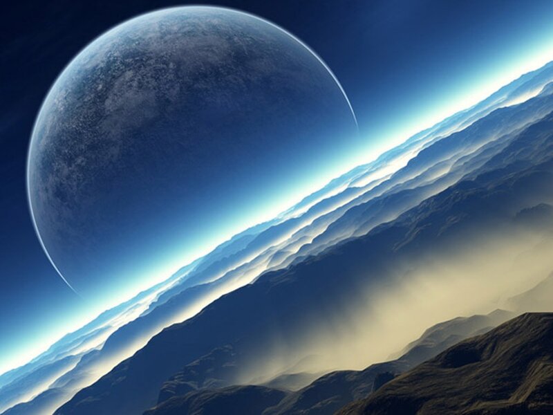 Planet and Mountain Range