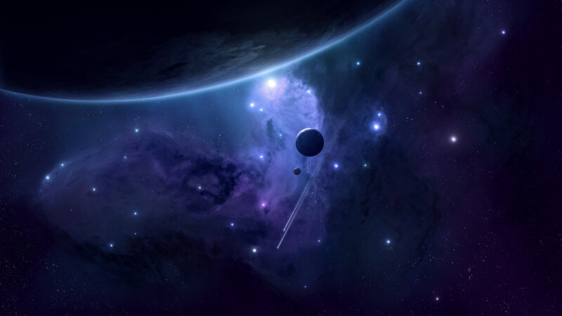 Planet and Nebula in Space — Purple, Cosmic