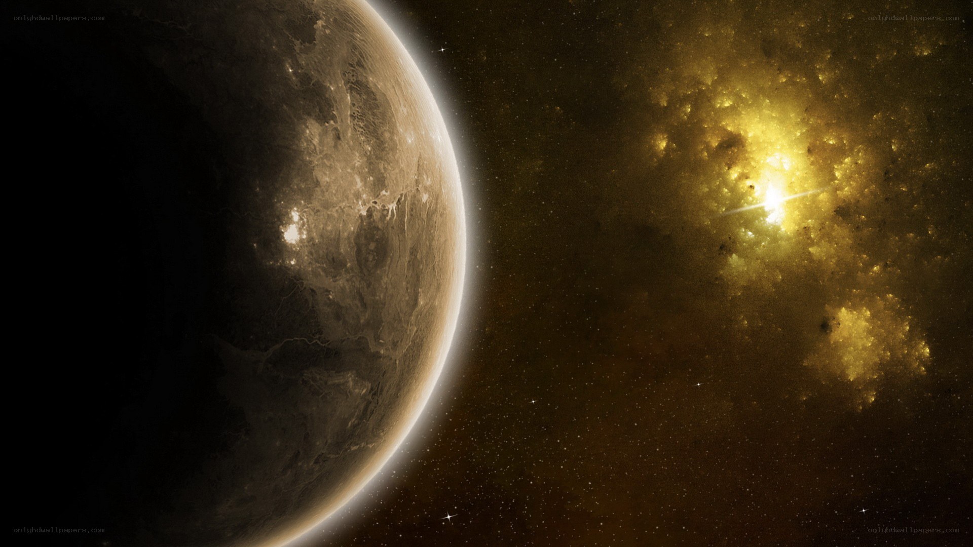 Planet and star field view