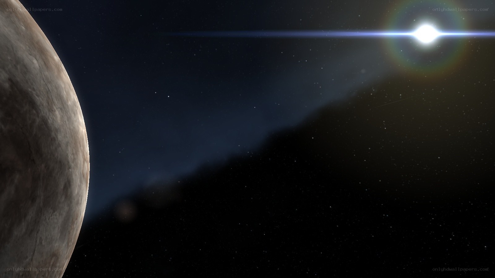Planet and star in space