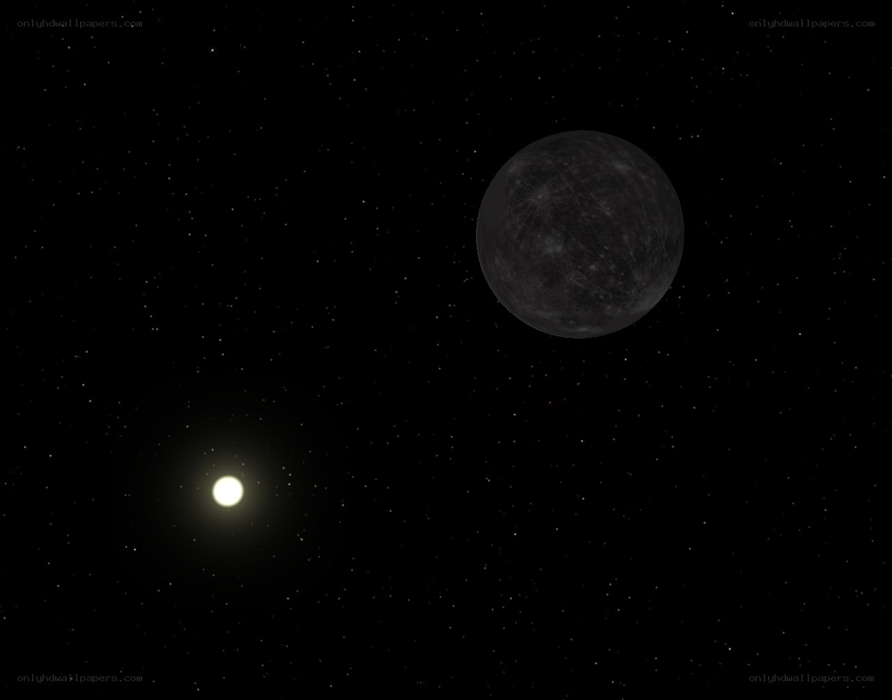 Planet and star in space