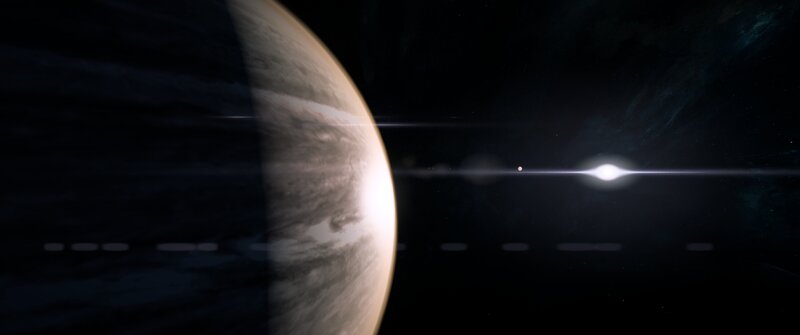 Planet and Star System — Black, Dramatic, 3d Render