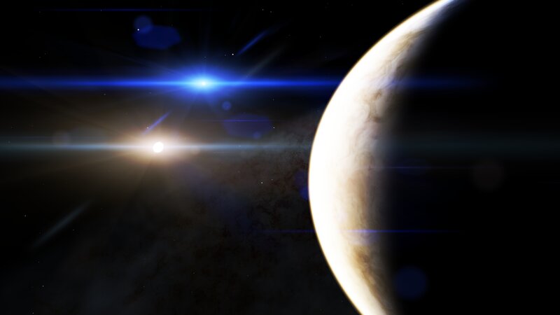 Planet and Stars in Space — Black