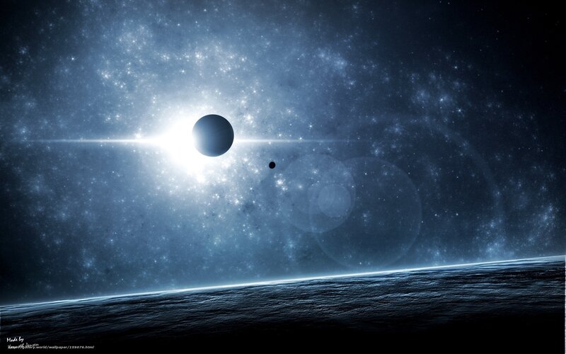 Planet and Stars in Space — Blue