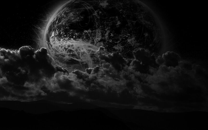 Planet behind storm clouds