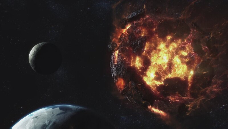 Planet Being Destroyed — Black, Dramatic, Night, 3d Render