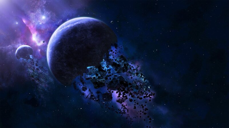 Planet Being Destroyed — Blue, Dramatic, Night, Digital Art