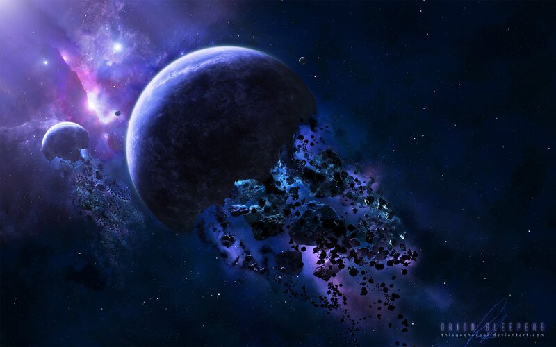 Planet Being Destroyed — Blue, Dramatic, Night