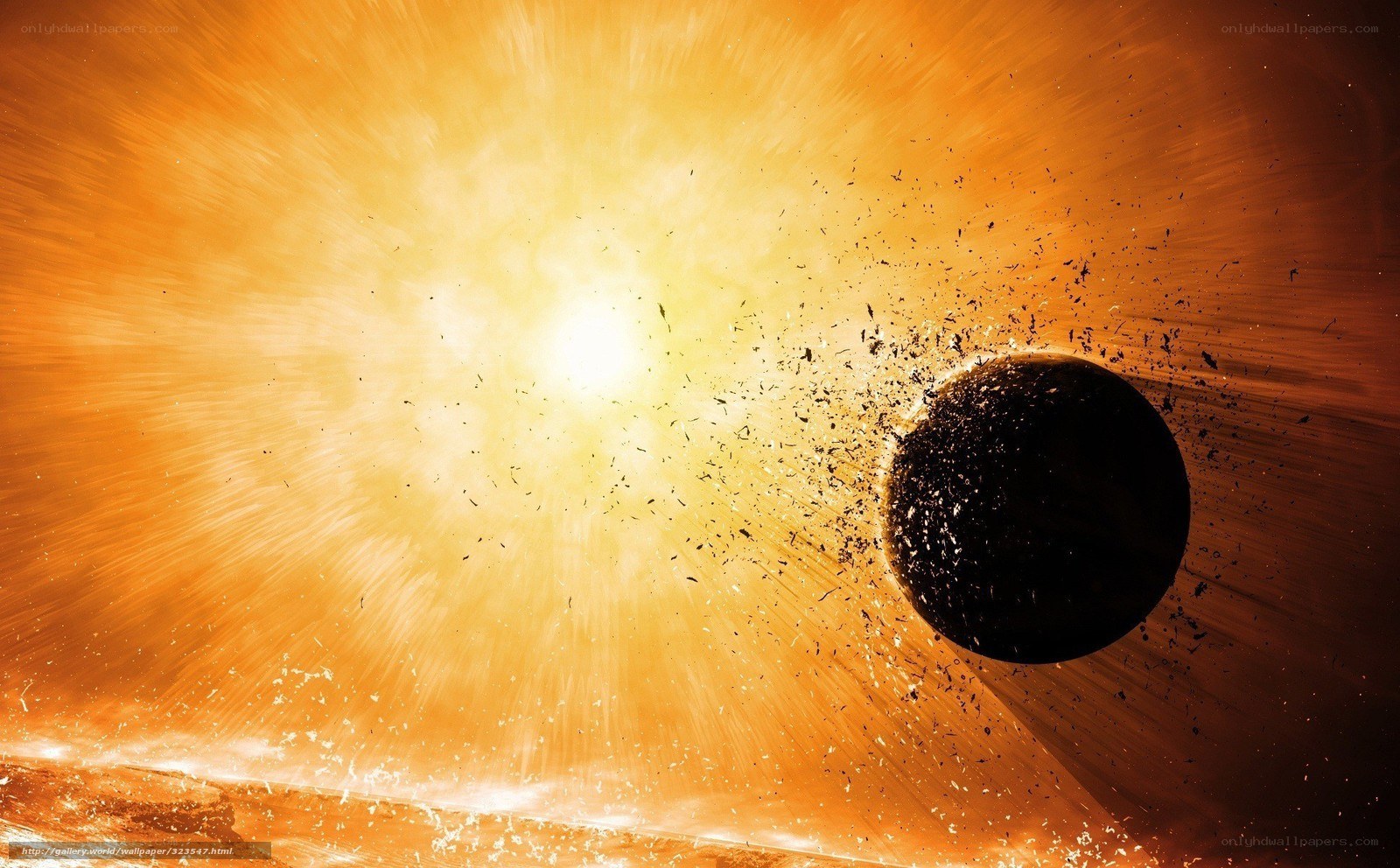 Planet being destroyed by star