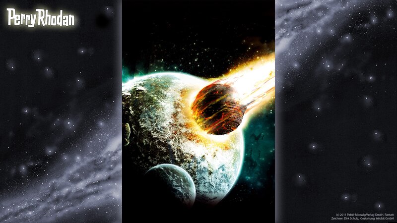 Planet Being Hit by Asteroid — Black