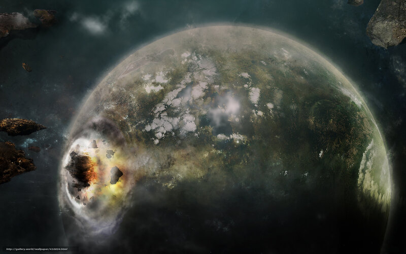 Planet Being Hit by Asteroid