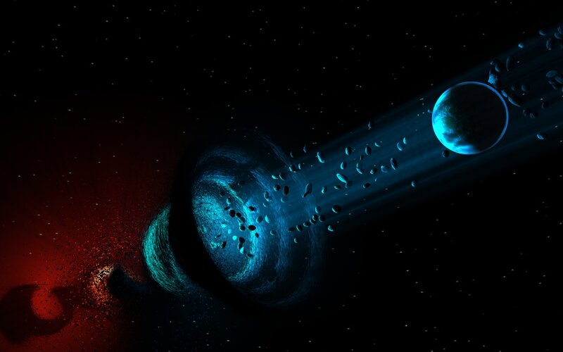 Planet Being Struck by Asteroids — Black, Dramatic, Night