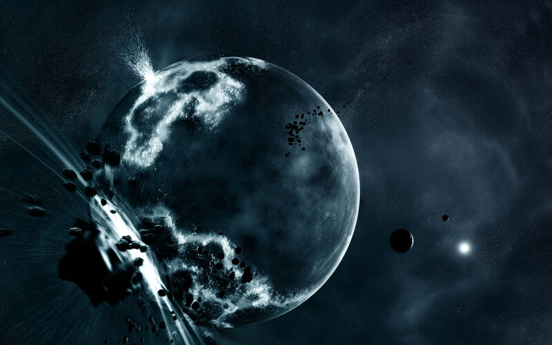 Planet Being Struck by Asteroids — Black