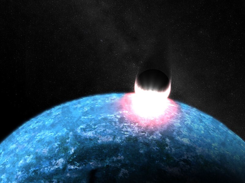 Planet Being Struck by Meteor — Blue