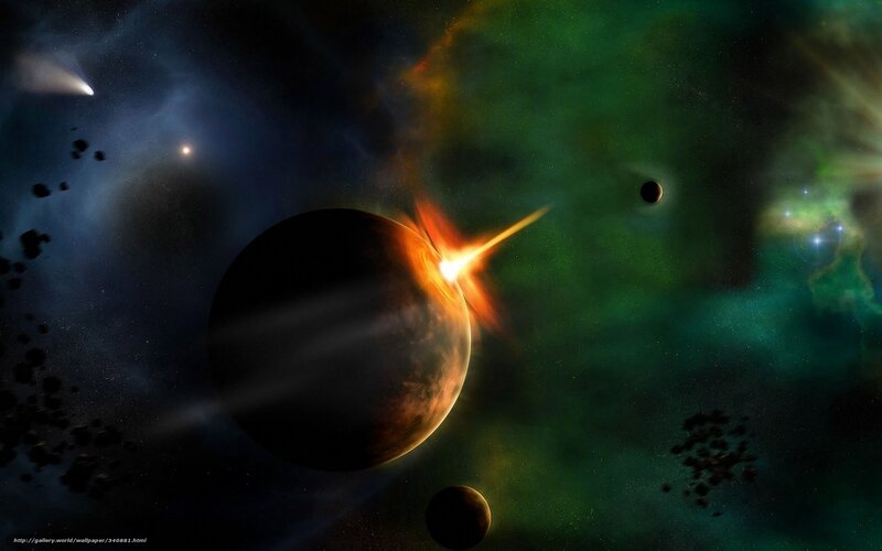 Planet Being Struck by Meteor — Green