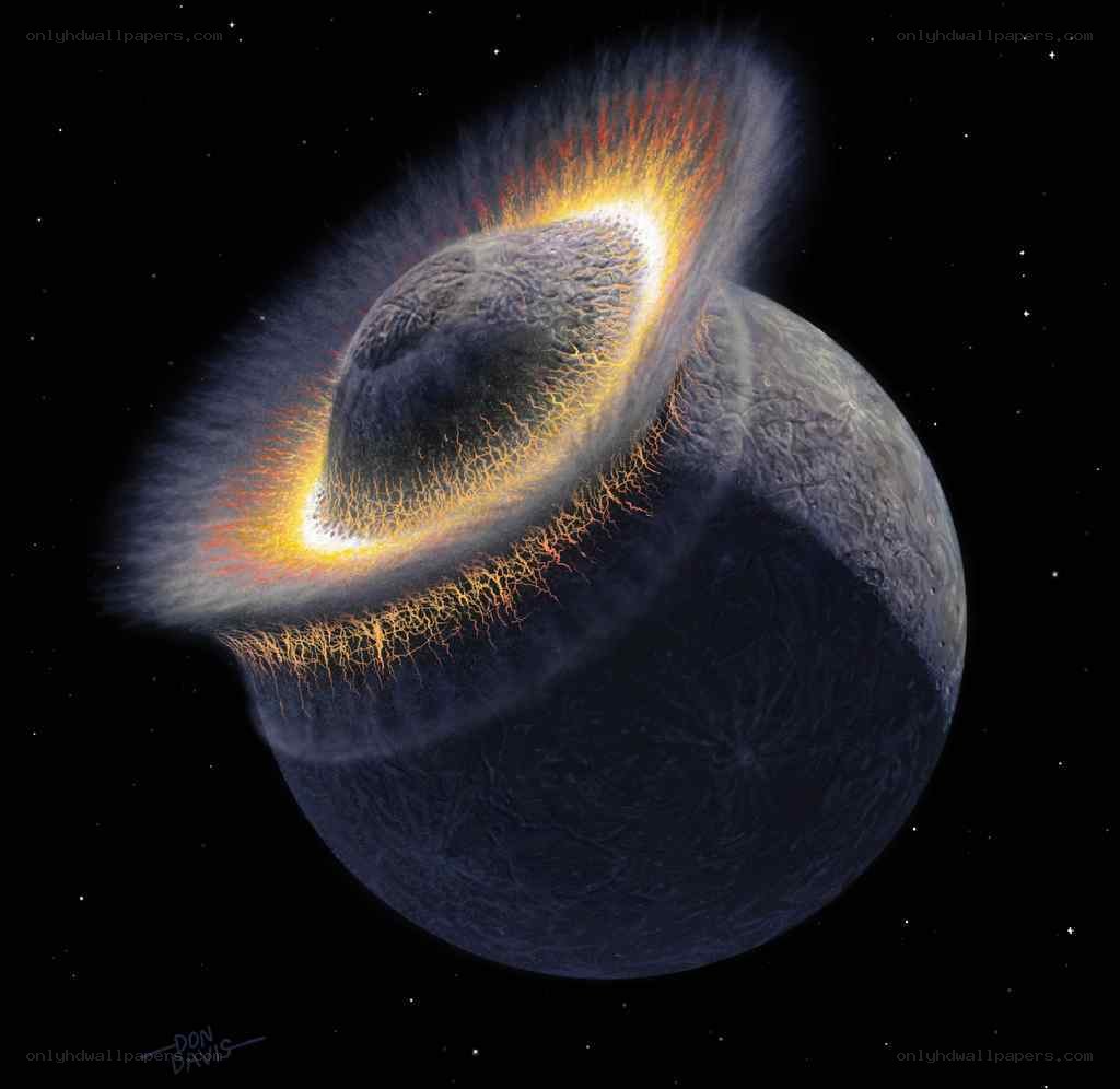 Planet collision artist rendering