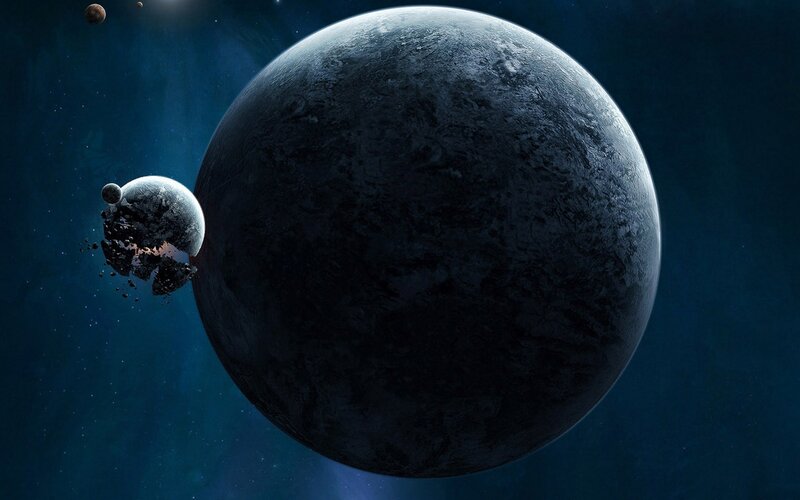 Planet collision in space