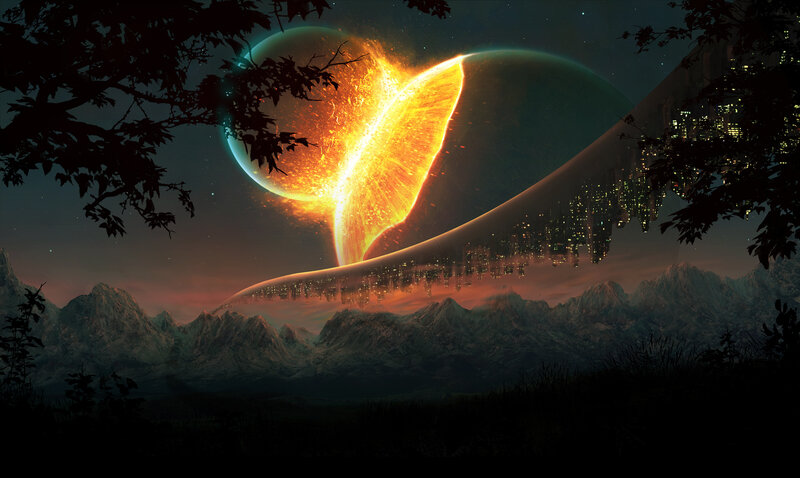 Planet Collision — Orange, Dramatic