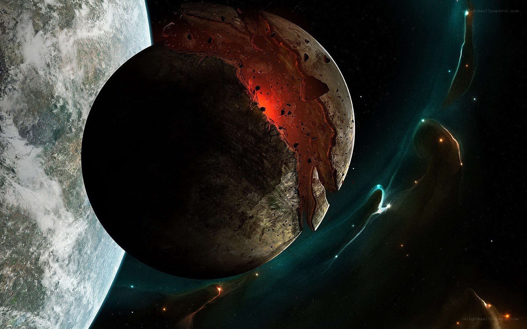 Planet destruction in space