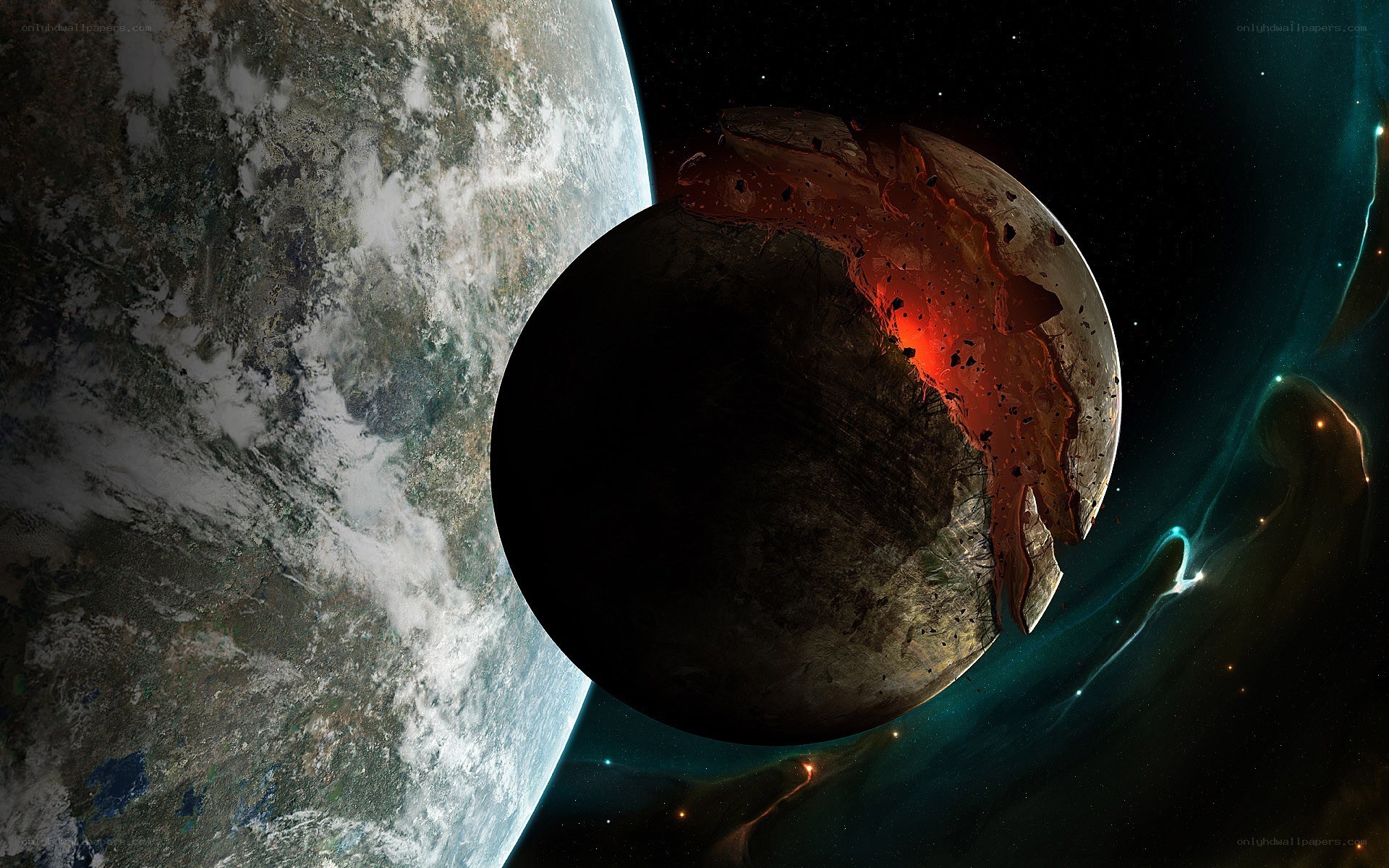 Planet destruction in space