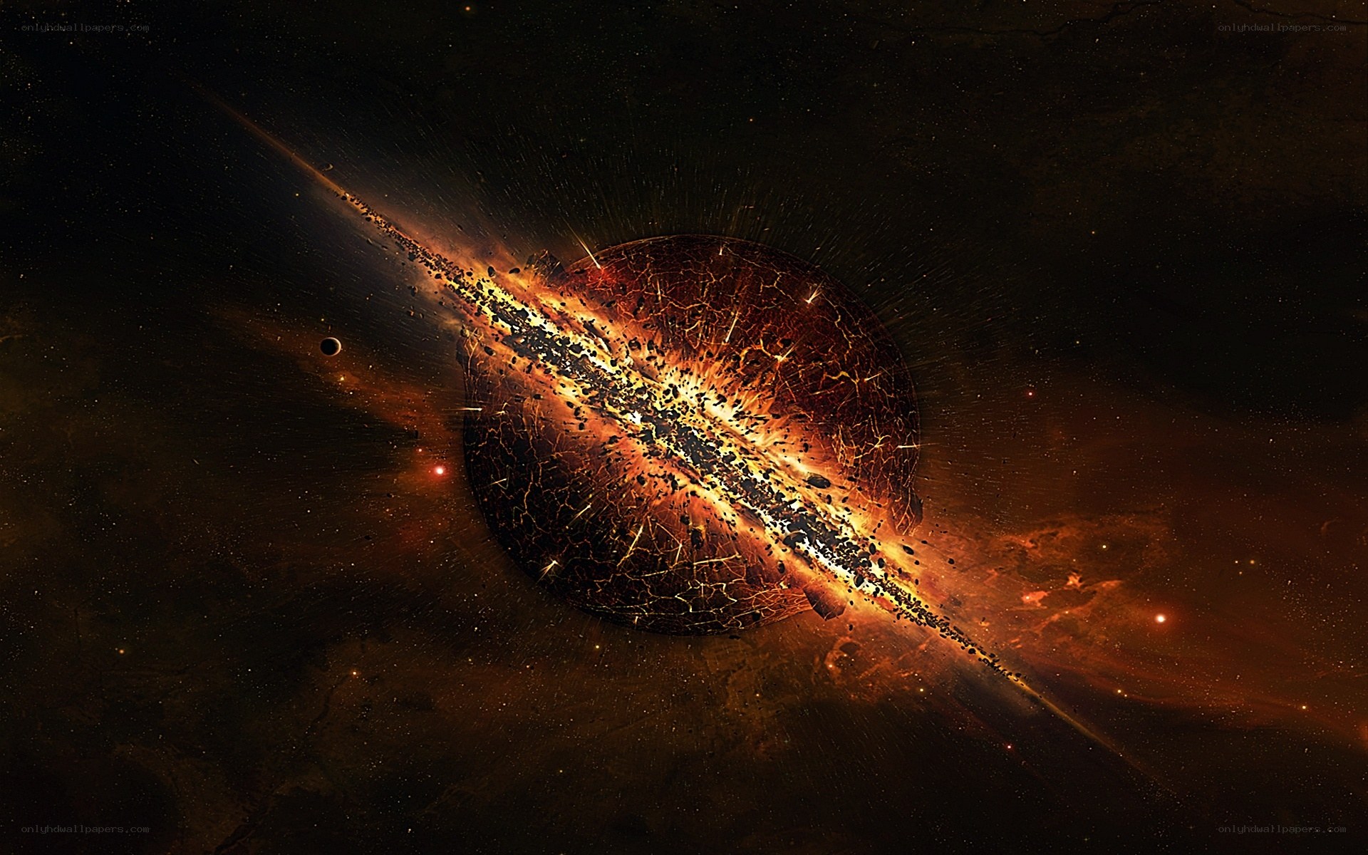 Planet destruction in space