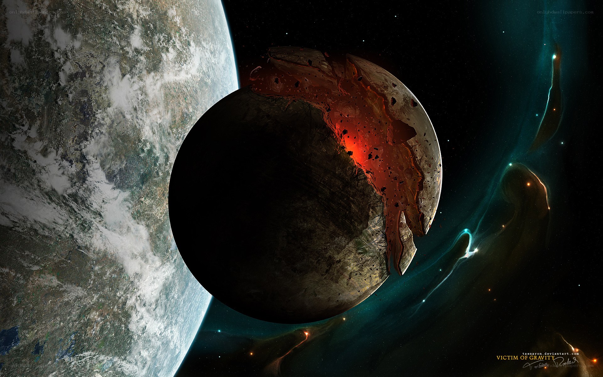 Planet destruction in space