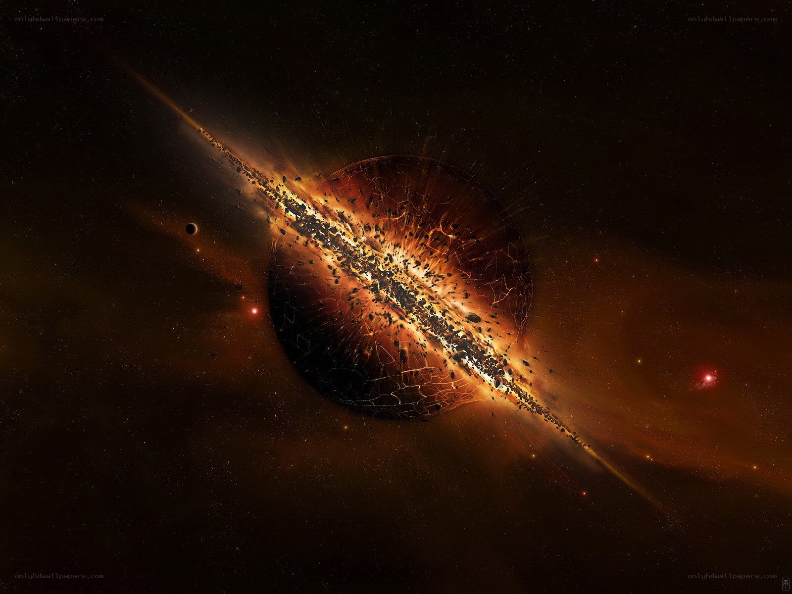Planet destruction in space