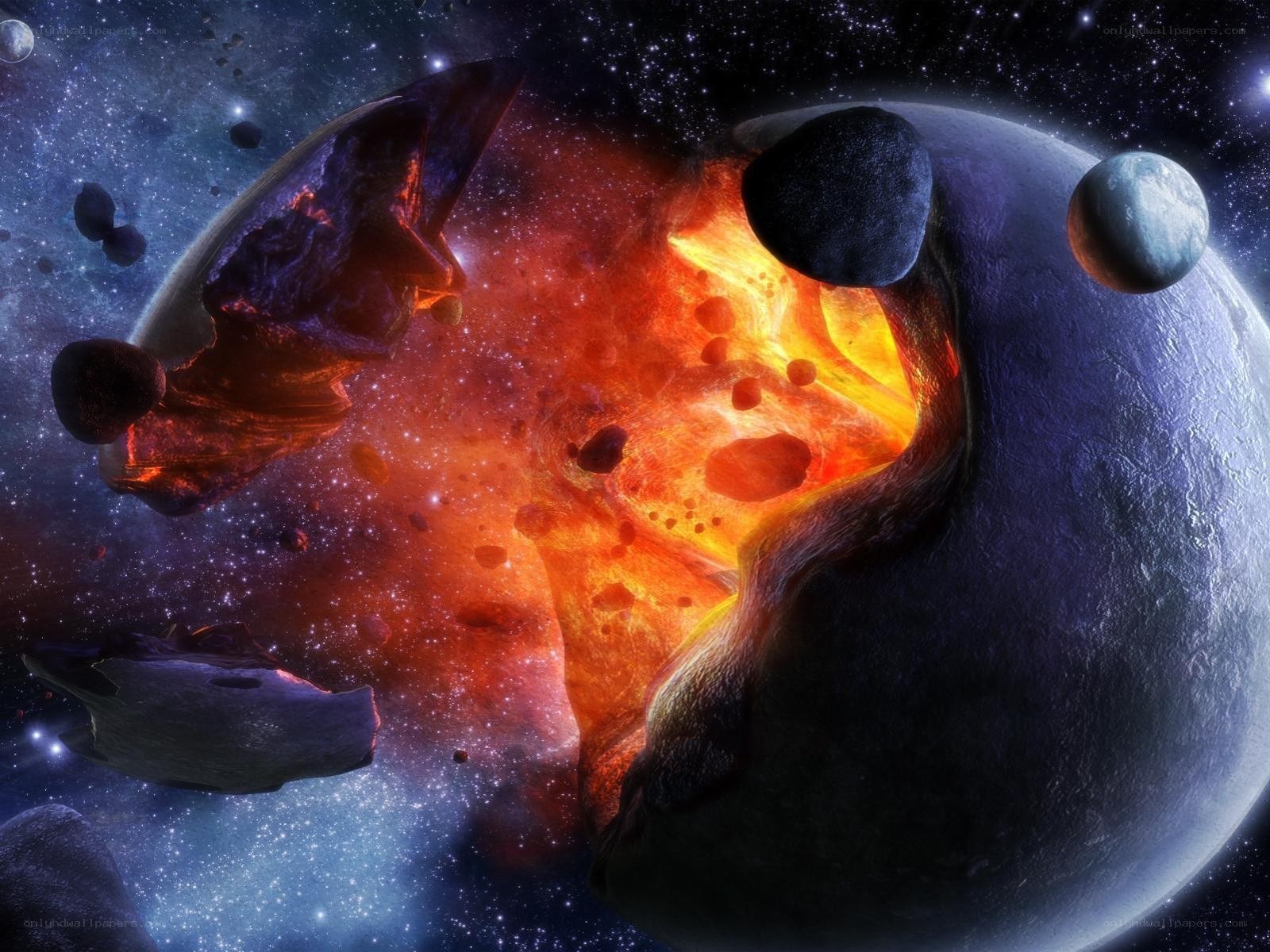 Planet destruction in space