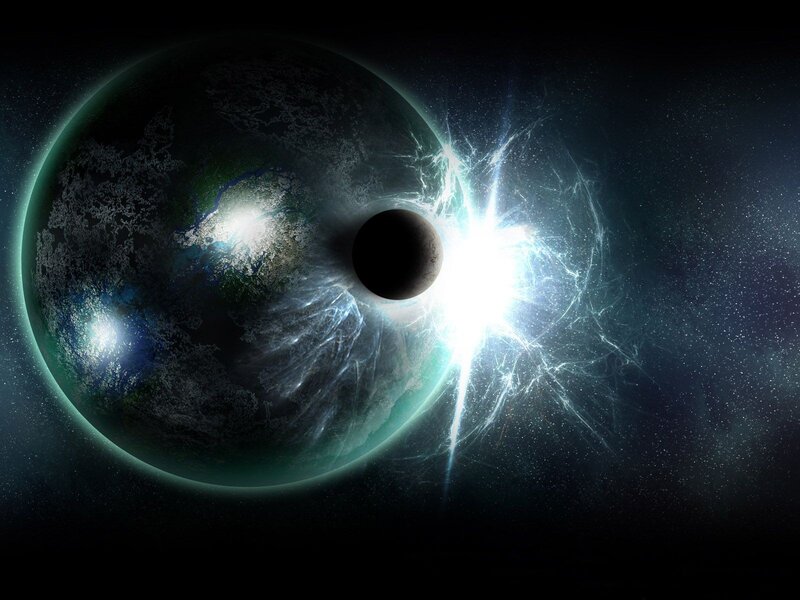 Planet During Eclipse — Black, Dramatic, Digital Art