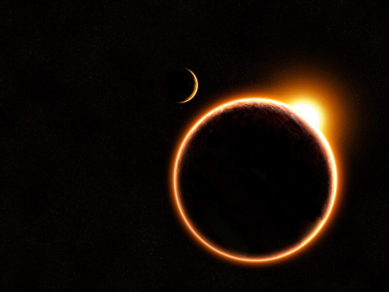 Planet During Eclipse — Black, Dramatic, Night, Digital Art