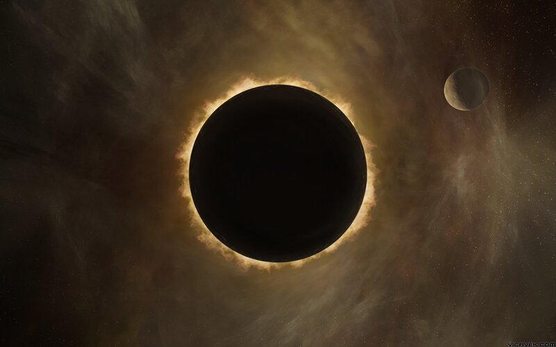 Planet During Solar Eclipse — Black, Dramatic, Digital Art