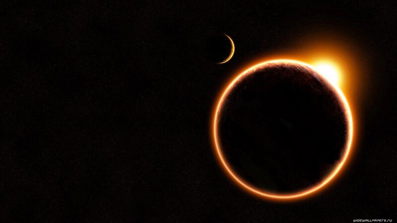 Planet During Solar Eclipse — Black, Dramatic, Night