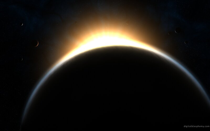 Planet During Solar Eclipse — Black, Dramatic, Sunset