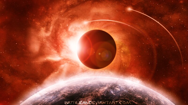Planet During Solar Eclipse — Red