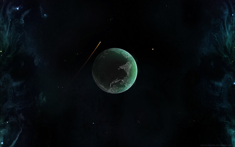Planet Earth from Space — Black, Dramatic, Night, Digital Art